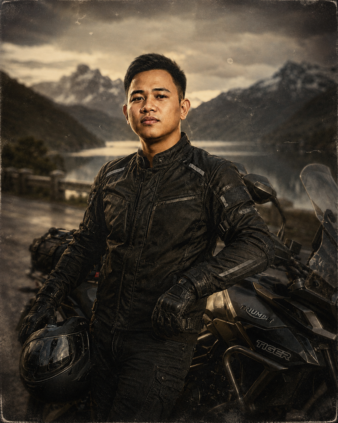 Agung riding in the mountains